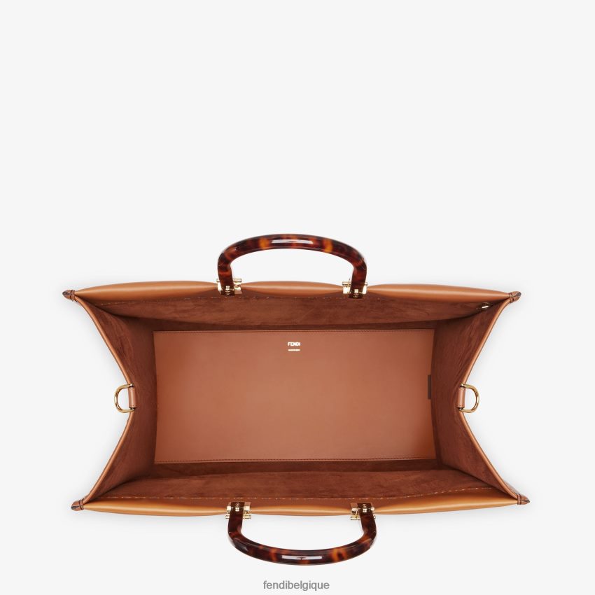 accessoires Fendi grand cabas en cuir sunshine brun femmes 8X8J2J524 Fendi Belgique
