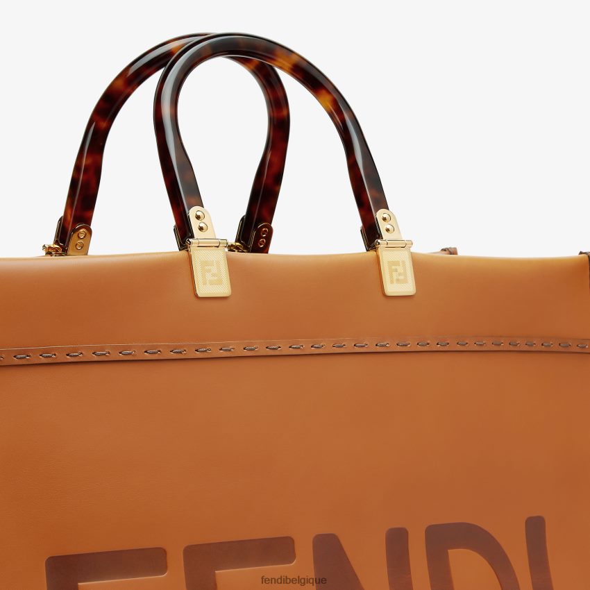 accessoires Fendi grand cabas en cuir sunshine brun femmes 8X8J2J524 Fendi Belgique