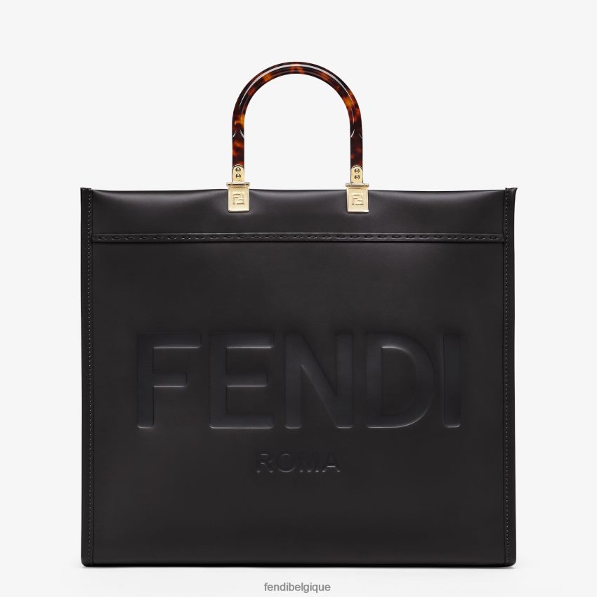 accessoires Fendi grand cabas en cuir sunshine noir femmes 8X8J2J581 Fendi Belgique