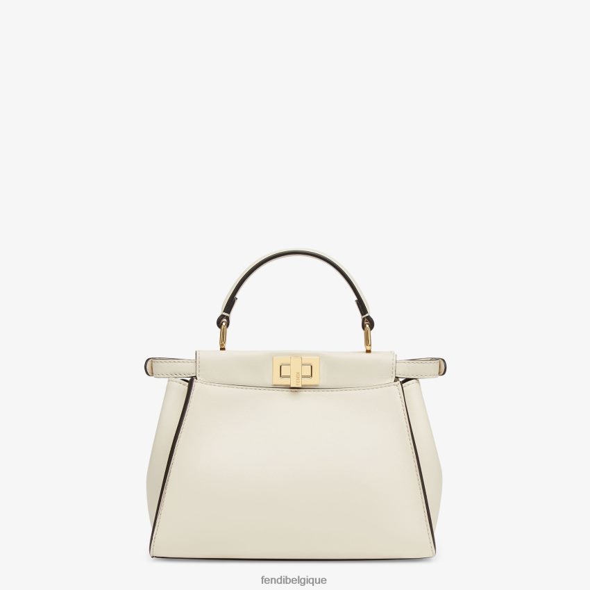 accessoires Fendi mini sac Peekaboo en cuir blanc femmes 8X8J2J916 Fendi Sac