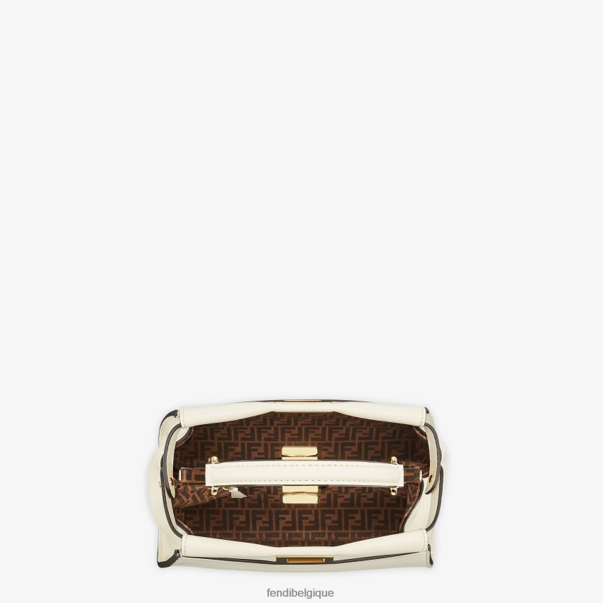 accessoires Fendi mini sac Peekaboo en cuir blanc femmes 8X8J2J916 Fendi Sac