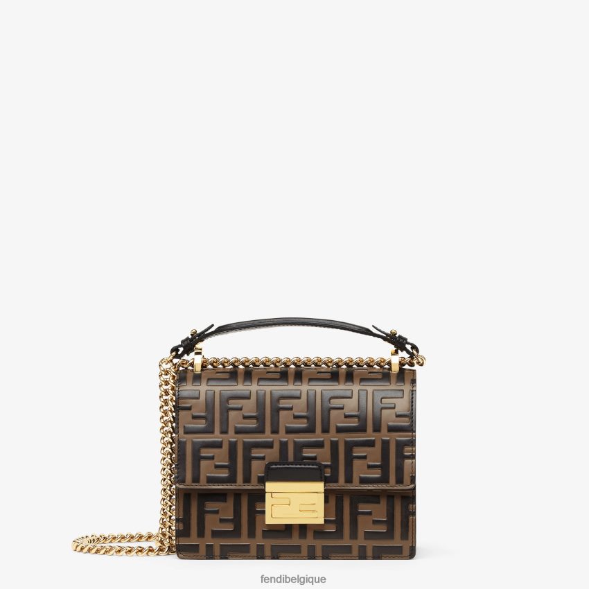 accessoires Fendi mini-sac en cuir kan u petit brun femmes 8X8J2J547 Fendi Sac