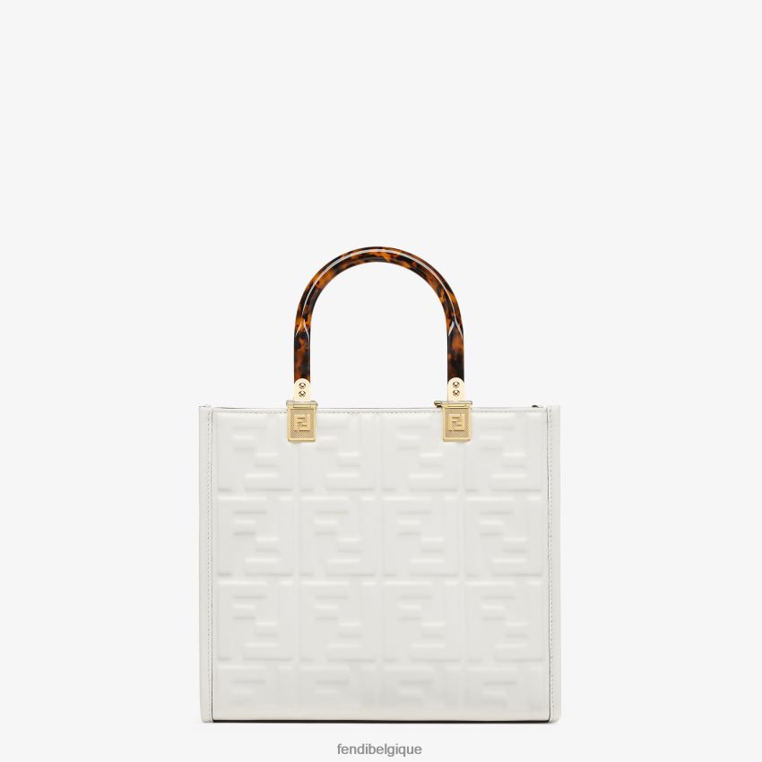 accessoires Fendi petit cabas en cuir sunshine blanc femmes 8X8J2J694 Fendi Sac