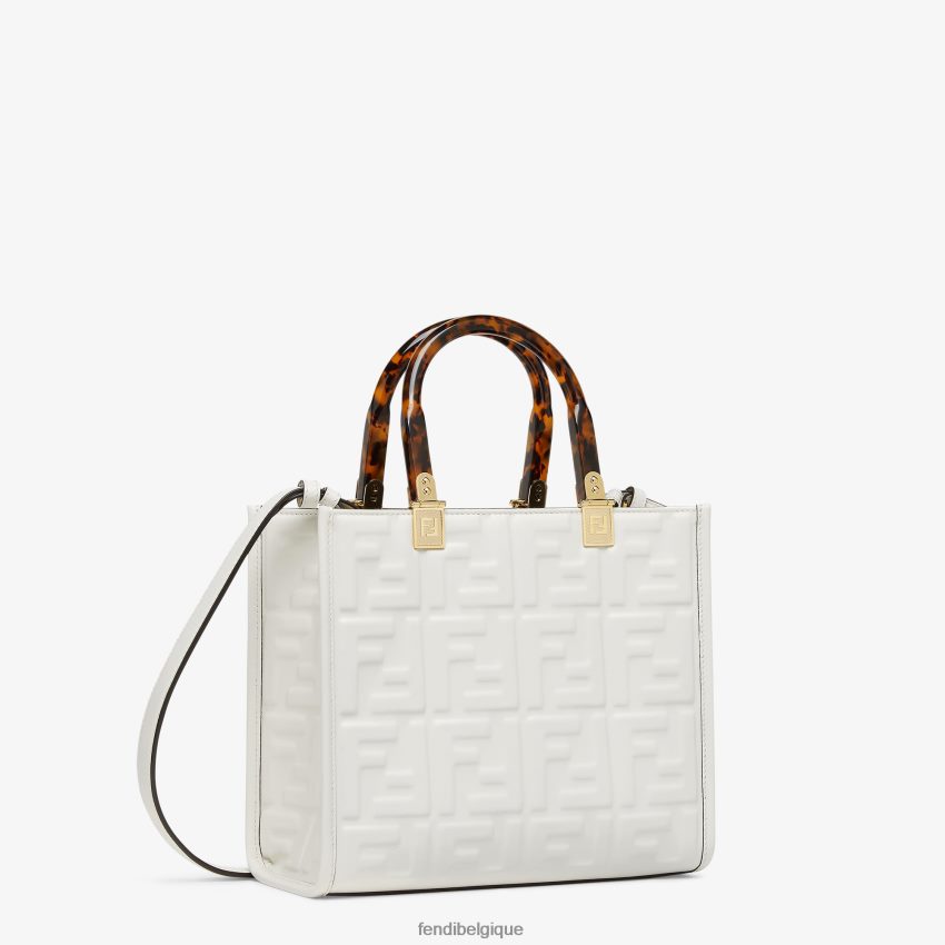 accessoires Fendi petit cabas en cuir sunshine blanc femmes 8X8J2J694 Fendi Sac