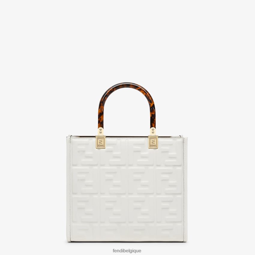 accessoires Fendi petit cabas en cuir sunshine blanc femmes 8X8J2J694 Fendi Sac