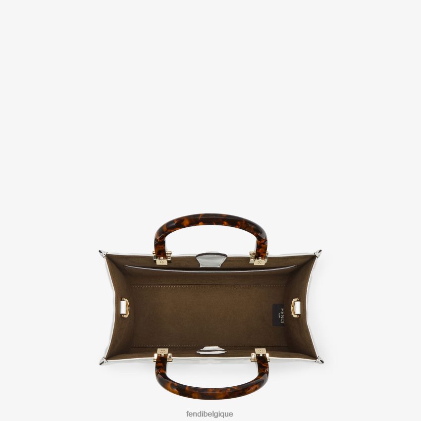 accessoires Fendi petit cabas en cuir sunshine blanc femmes 8X8J2J694 Fendi Sac