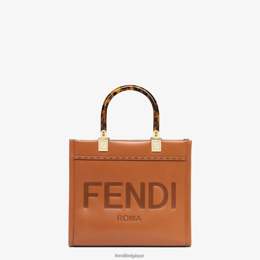 accessoires Fendi petit cabas en cuir sunshine brun femmes 8X8J2J522 Fendi Lunette De Soleil