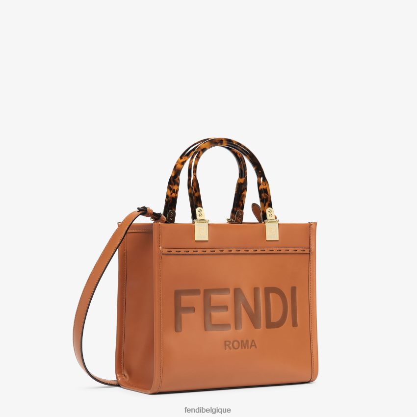 accessoires Fendi petit cabas en cuir sunshine brun femmes 8X8J2J522 Fendi Lunette De Soleil