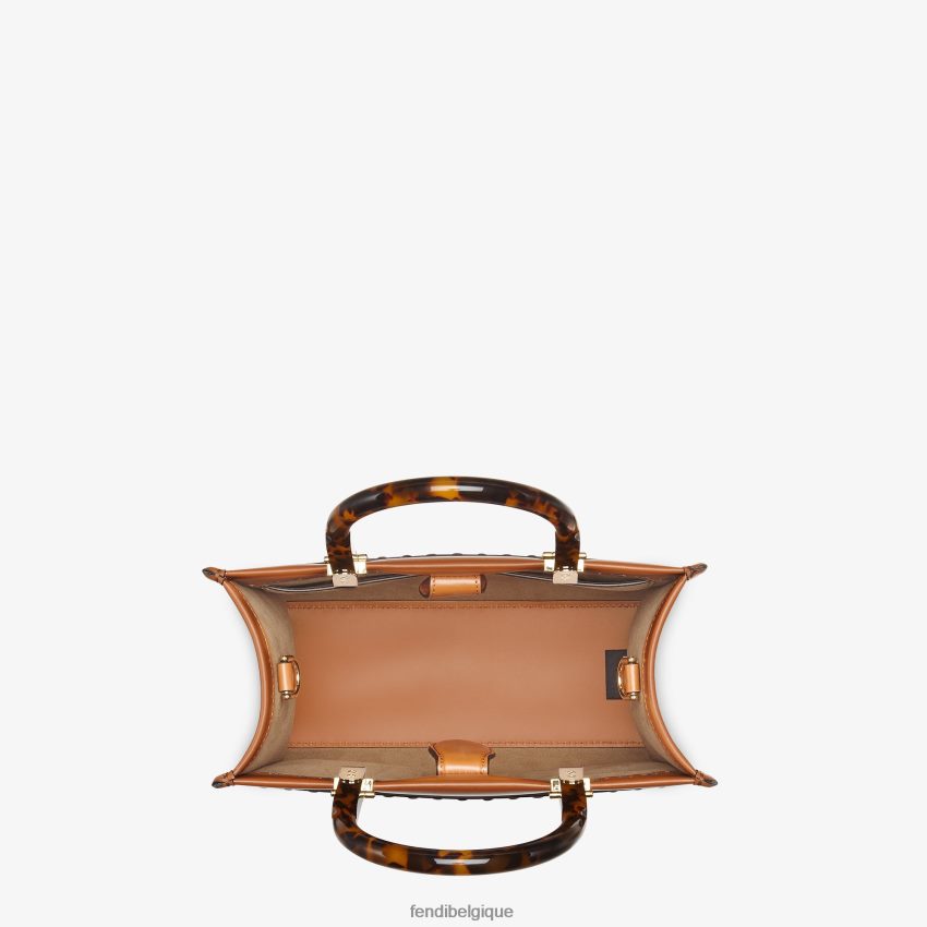 accessoires Fendi petit cabas en cuir sunshine brun femmes 8X8J2J522 Fendi Lunette De Soleil