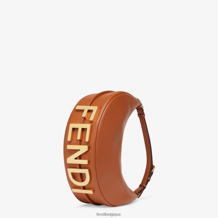 accessoires Fendi petit sac en cuir graphy brun femmes 8X8J2J530 Fendi Belgique