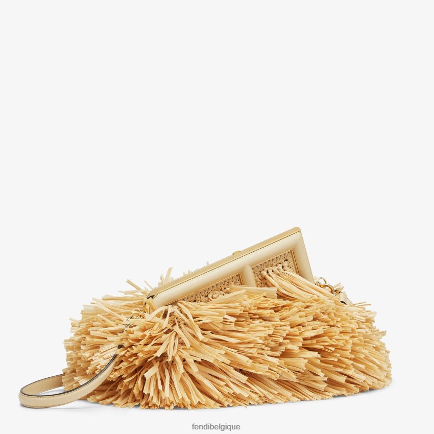 accessoires Fendi sac avec franges en raphia naturel beige femmes 8X8J2J671 Fendi Belgique