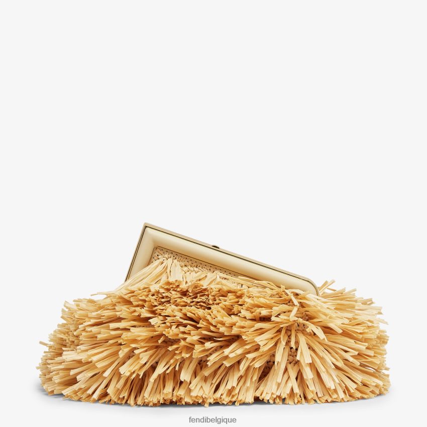 accessoires Fendi sac avec franges en raphia naturel beige femmes 8X8J2J671 Fendi Belgique