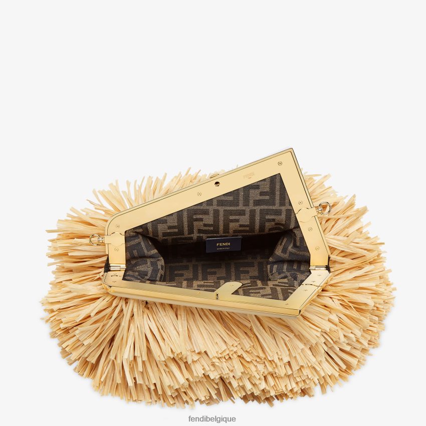 accessoires Fendi sac avec franges en raphia naturel beige femmes 8X8J2J671 Fendi Belgique