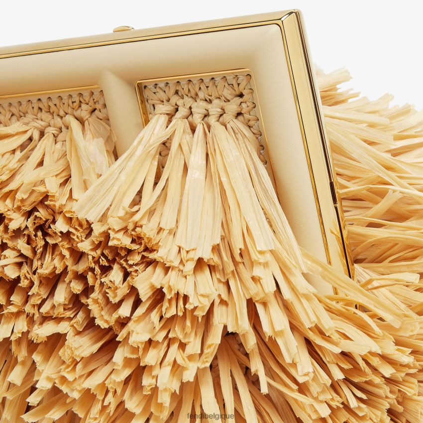 accessoires Fendi sac avec franges en raphia naturel beige femmes 8X8J2J671 Fendi Belgique