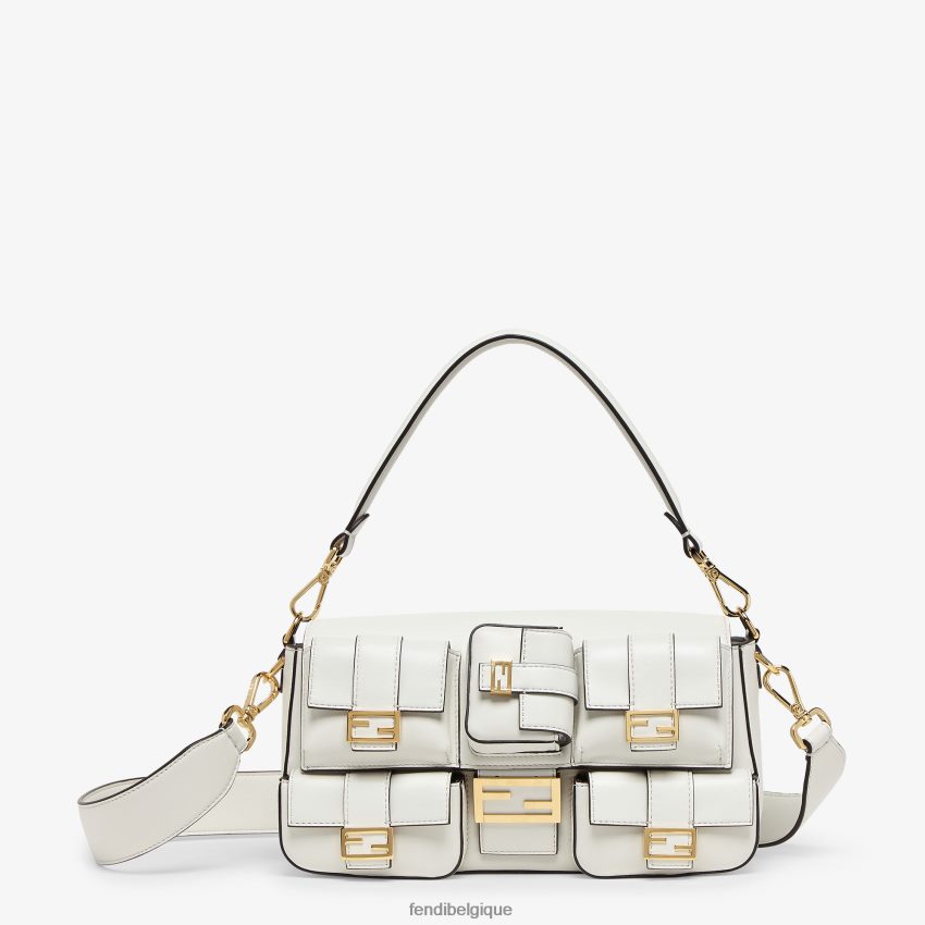 accessoires Fendi sac baguette en cuir multipoches blanc femmes 8X8J2J557 Fendi Belgique