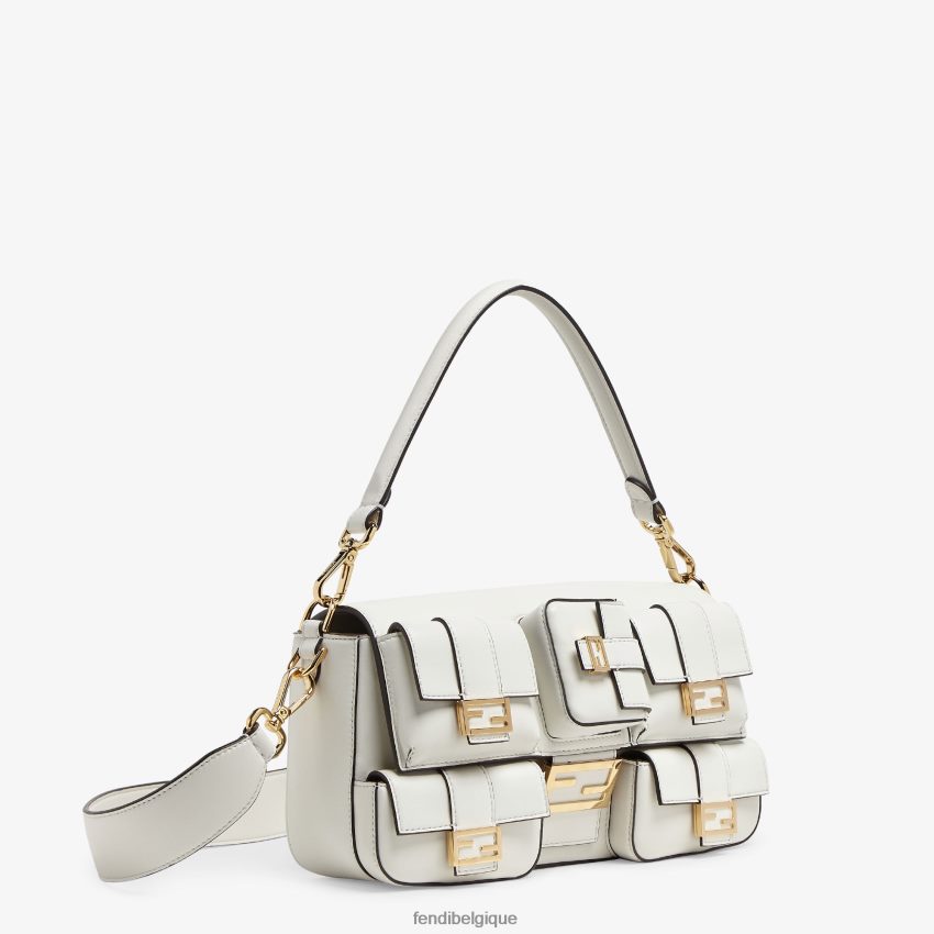 accessoires Fendi sac baguette en cuir multipoches blanc femmes 8X8J2J557 Fendi Belgique