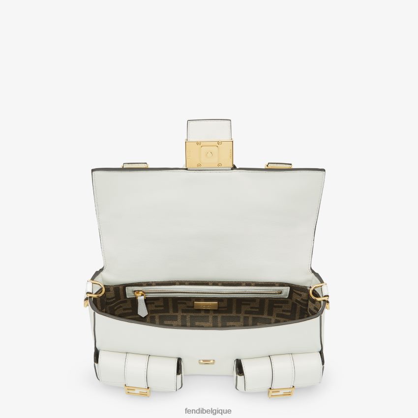 accessoires Fendi sac baguette en cuir multipoches blanc femmes 8X8J2J557 Fendi Belgique