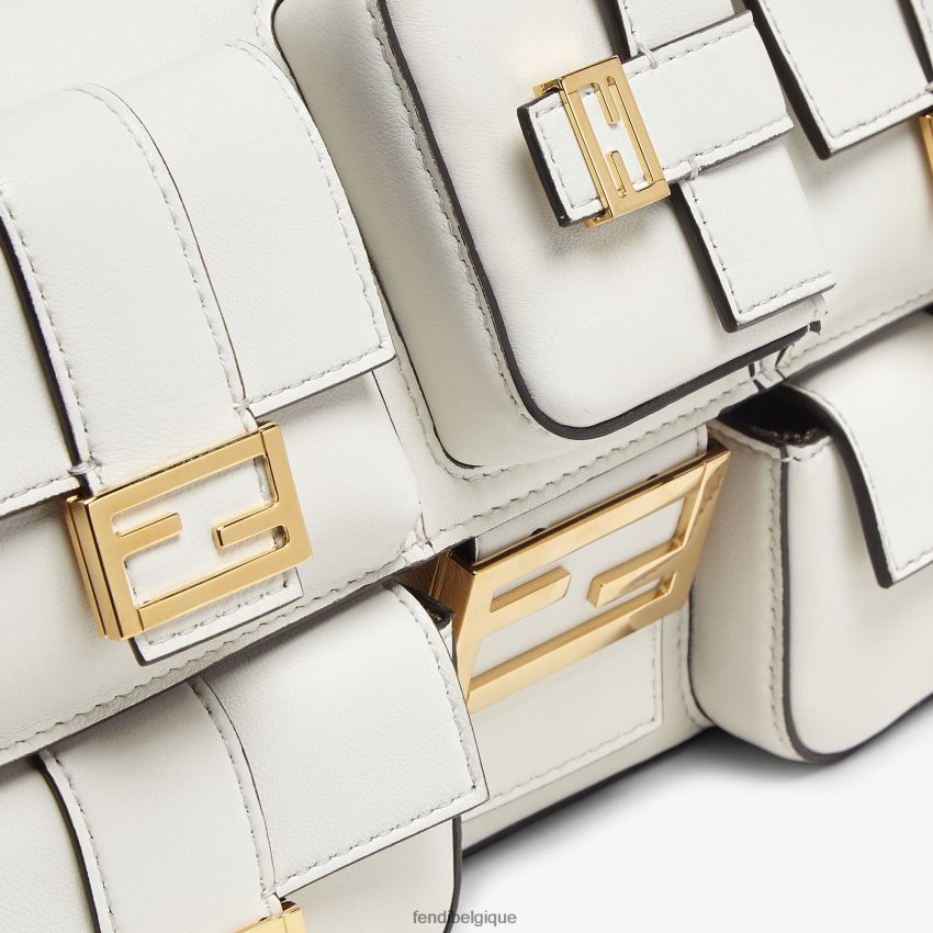 accessoires Fendi sac baguette en cuir multipoches blanc femmes 8X8J2J557 Fendi Belgique