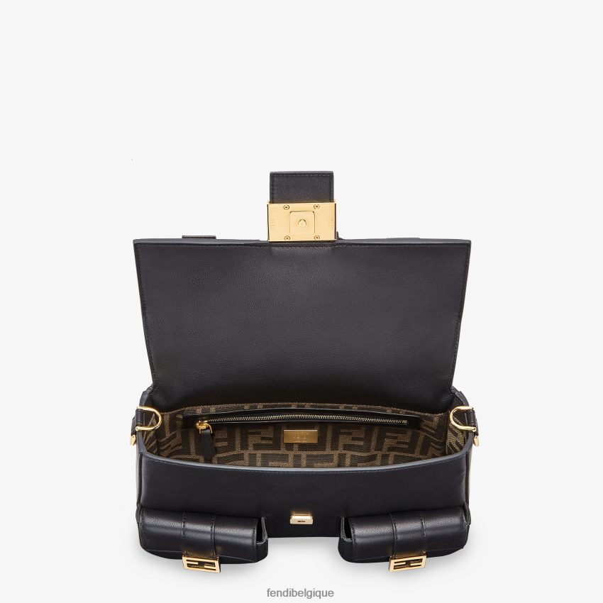 accessoires Fendi sac baguette en cuir multipoches noir femmes 8X8J2J551 Fendi Belgique