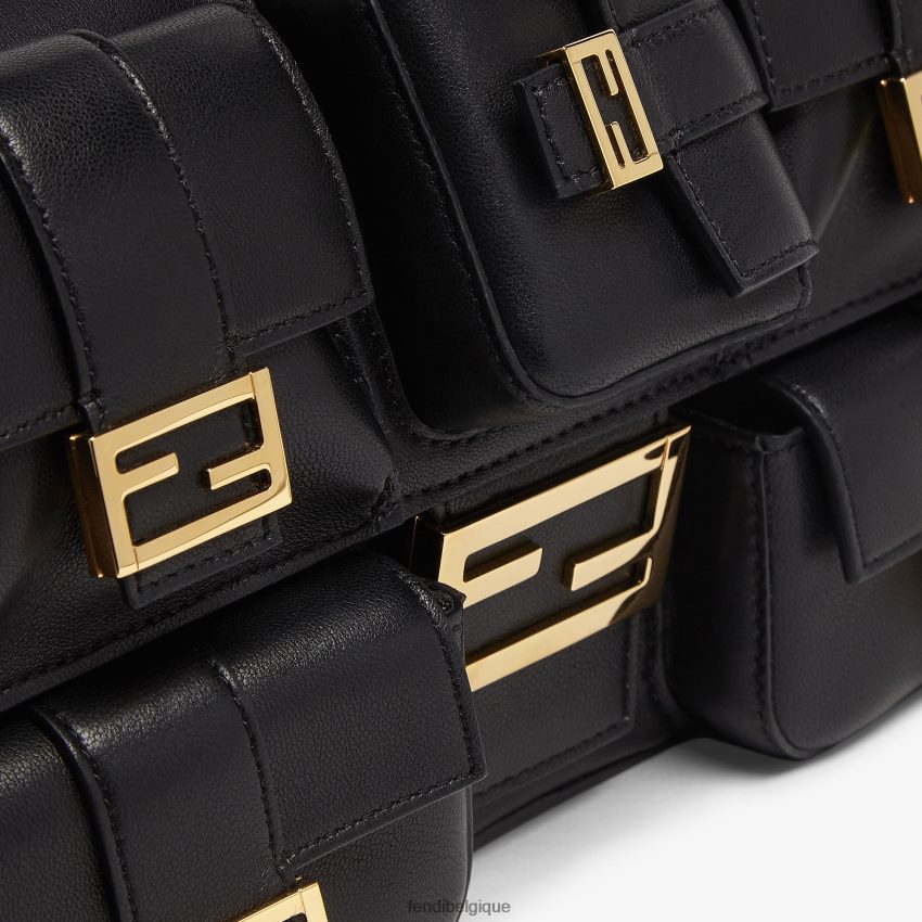 accessoires Fendi sac baguette en cuir multipoches noir femmes 8X8J2J551 Fendi Belgique