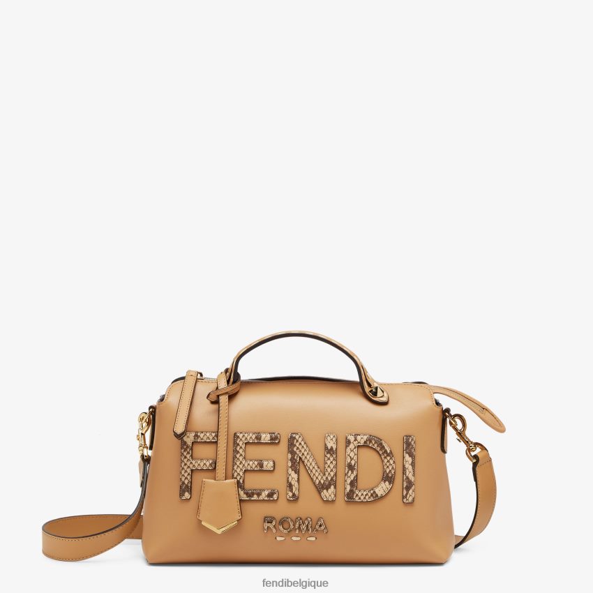 accessoires Fendi sac boston en cuir et élaphe brun femmes 8X8J2J878 Fendi Belgique