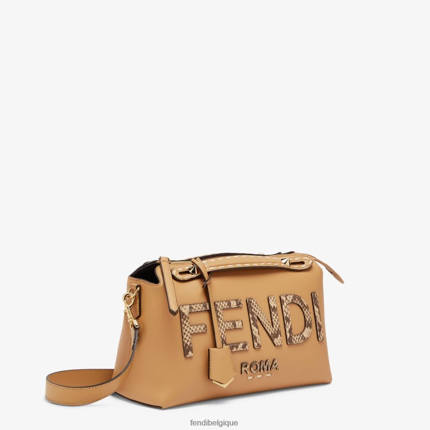 accessoires Fendi sac boston en cuir et élaphe brun femmes 8X8J2J878 Fendi Belgique