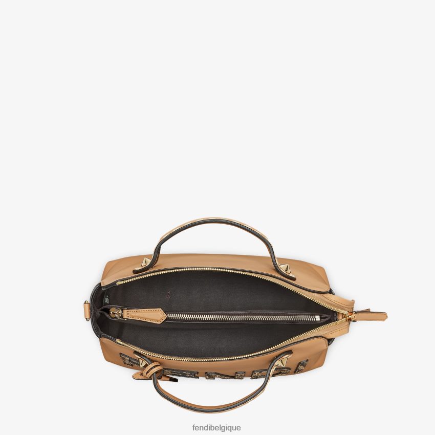 accessoires Fendi sac boston en cuir et élaphe brun femmes 8X8J2J878 Fendi Belgique