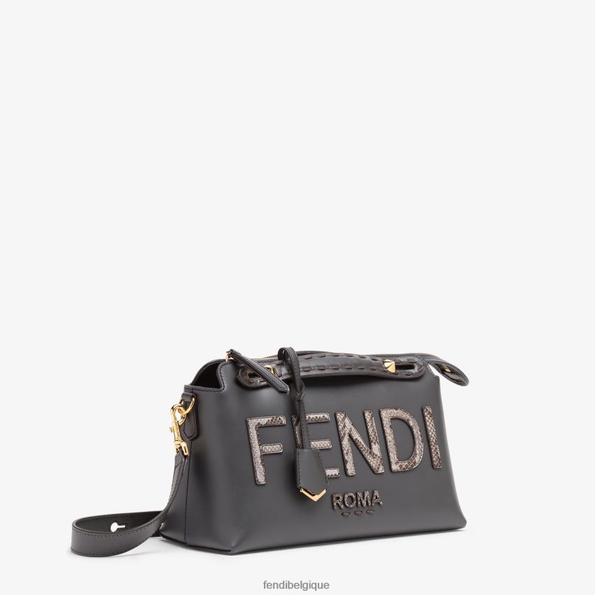 accessoires Fendi sac boston en cuir et élaphe gris femmes 8X8J2J844 Fendi Sac
