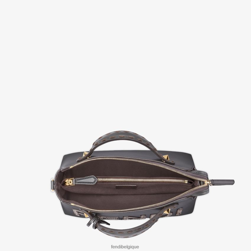 accessoires Fendi sac boston en cuir et élaphe gris femmes 8X8J2J844 Fendi Sac