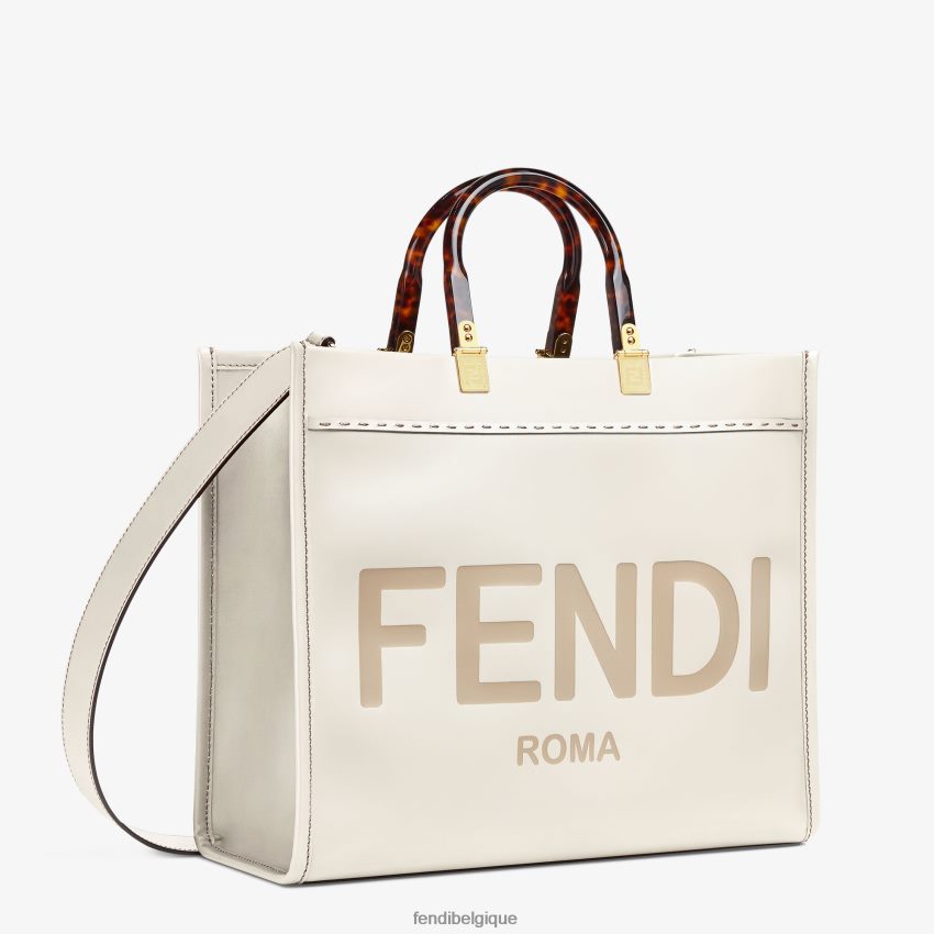 accessoires Fendi sac cabas Sunshine en cuir moyen blanc femmes 8X8J2J643 Fendi Sac