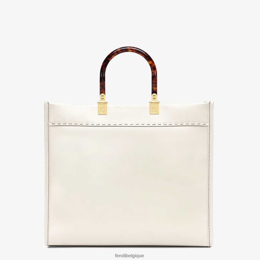 accessoires Fendi sac cabas Sunshine en cuir moyen blanc femmes 8X8J2J643 Fendi Sac