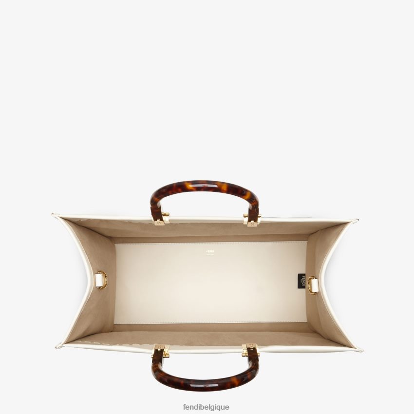 accessoires Fendi sac cabas Sunshine en cuir moyen blanc femmes 8X8J2J643 Fendi Sac