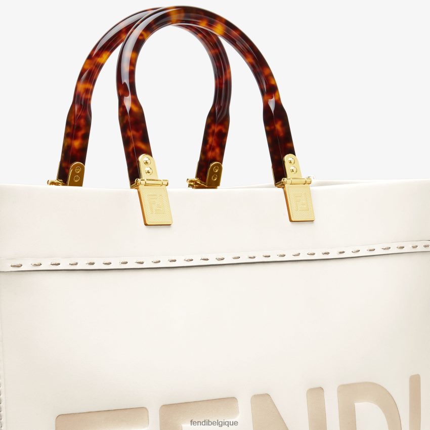 accessoires Fendi sac cabas Sunshine en cuir moyen blanc femmes 8X8J2J643 Fendi Sac