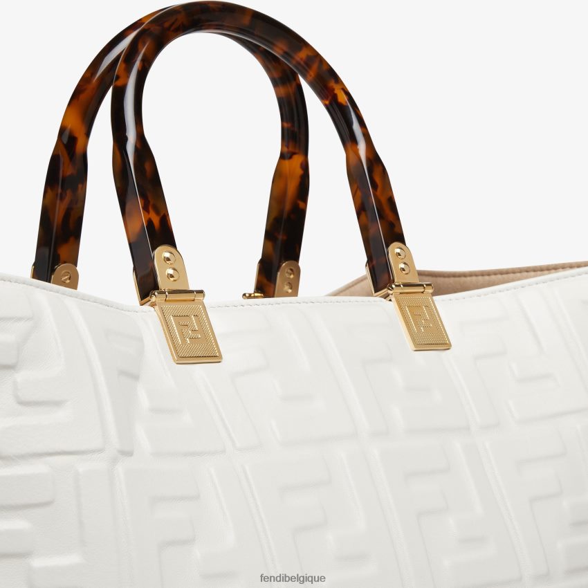 accessoires Fendi sac cabas Sunshine en cuir moyen blanc femmes 8X8J2J764 Fendi Belgique