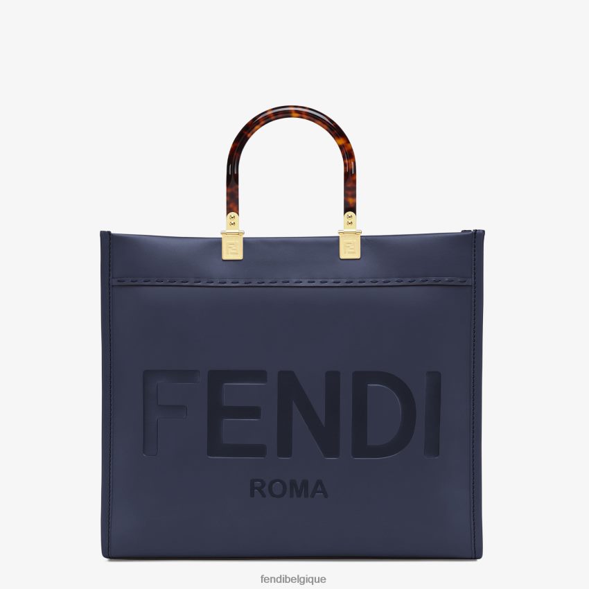 accessoires Fendi sac cabas Sunshine en cuir moyen bleu femmes 8X8J2J869 Fendi Belgique