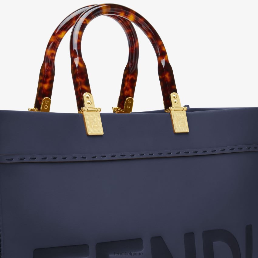 accessoires Fendi sac cabas Sunshine en cuir moyen bleu femmes 8X8J2J869 Fendi Belgique
