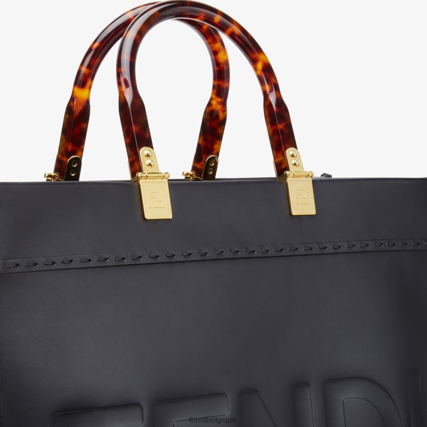 accessoires Fendi sac cabas Sunshine en cuir moyen noir femmes 8X8J2J580 Fendi Sac