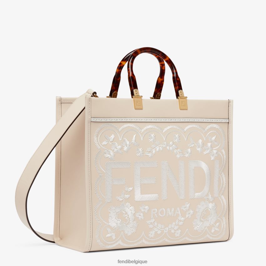 accessoires Fendi sac cabas en cuir camélia avec broderie florale rose femmes 8X8J2J591 Fendi Lunette De Soleil
