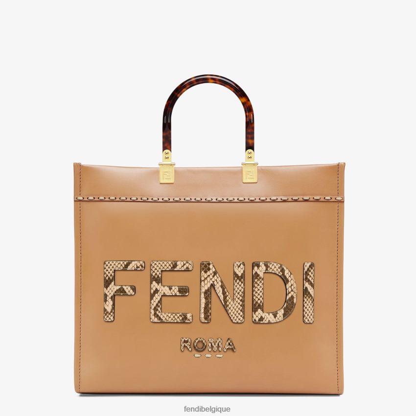 accessoires Fendi sac cabas en cuir et élaphe brun femmes 8X8J2J879 Fendi Lunette De Soleil
