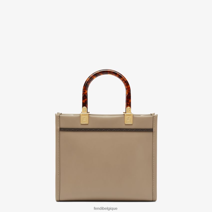 accessoires Fendi sac cabas en cuir tourterelle avec broderie florale gris femmes 8X8J2J656 Fendi Belgique