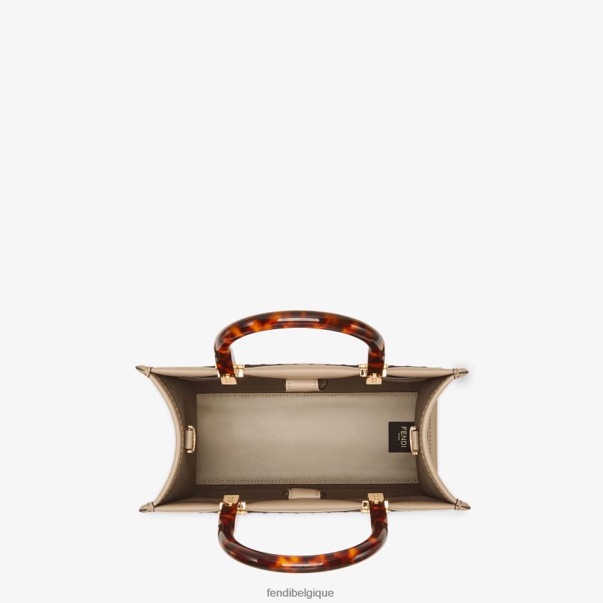 accessoires Fendi sac cabas en cuir tourterelle avec broderie florale gris femmes 8X8J2J656 Fendi Belgique