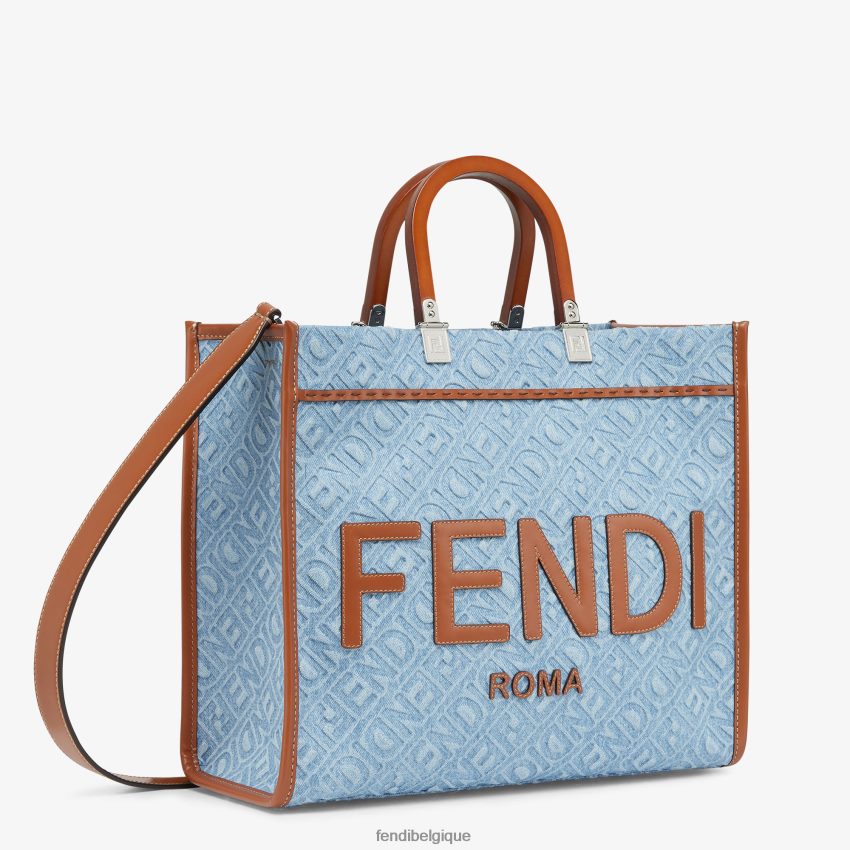 accessoires Fendi sac cabas en jean bleu clair femmes 8X8J2J624 Fendi Lunette De Soleil