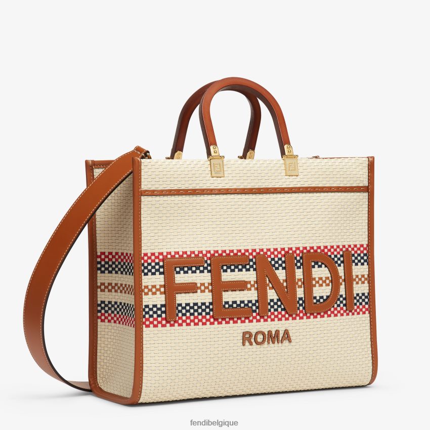 accessoires Fendi sac cabas en tissu effet tressé et multirayures multicolore femmes 8X8J2J621 Fendi Lunette De Soleil