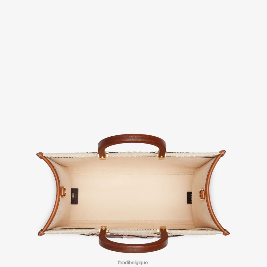 accessoires Fendi sac cabas en tissu effet tressé et multirayures multicolore femmes 8X8J2J621 Fendi Lunette De Soleil