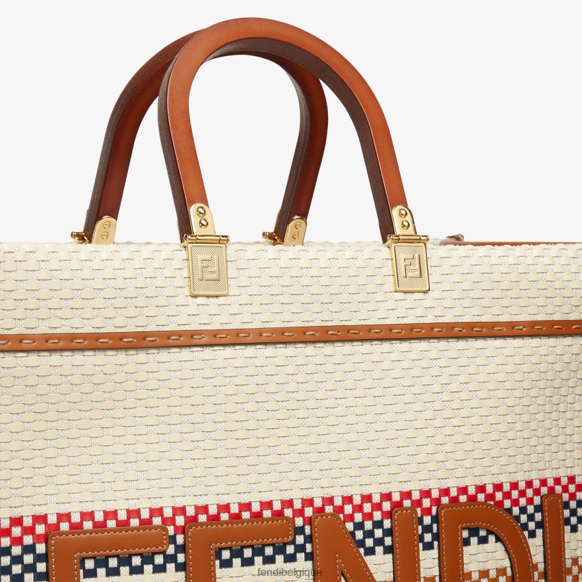 accessoires Fendi sac cabas en tissu effet tressé et multirayures multicolore femmes 8X8J2J621 Fendi Lunette De Soleil