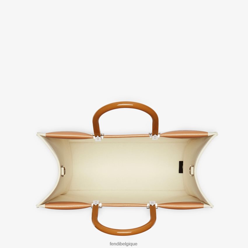 accessoires Fendi sac cabas en toile et cuir verni brun femmes 8X8J2J742 Fendi Sac