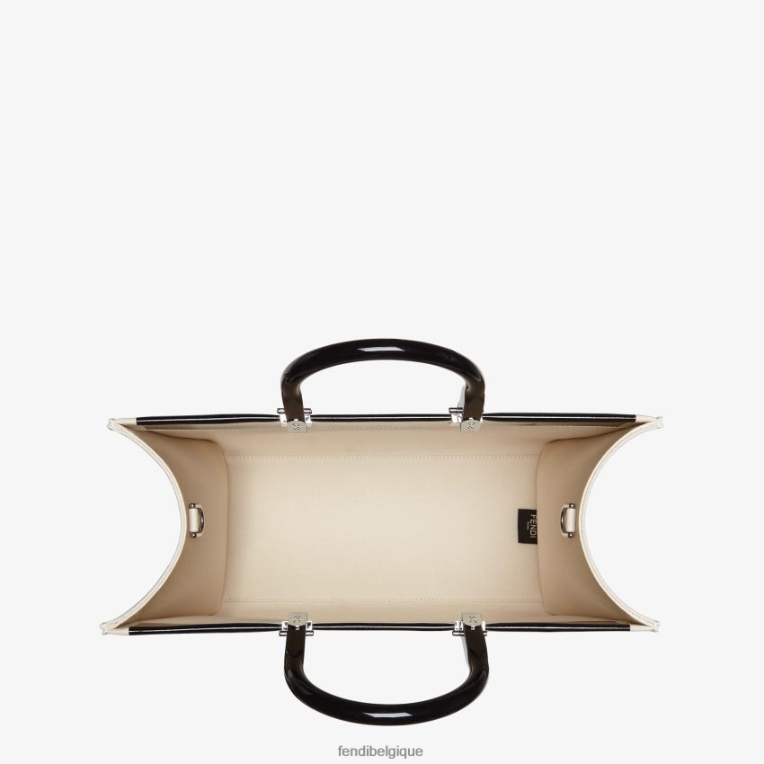 accessoires Fendi sac cabas en toile et cuir verni noir femmes 8X8J2J740 Fendi Belgique