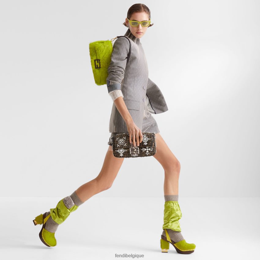 accessoires Fendi sac de réédition en cuir de cheval acide vert femmes 8X8J2J791 Fendi Belgique