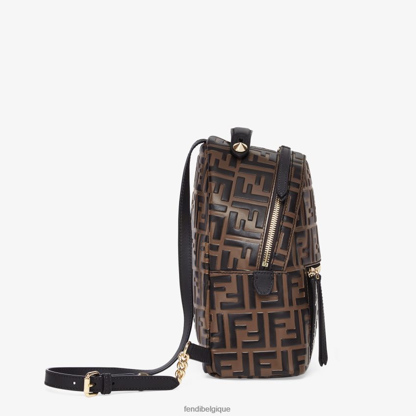 accessoires Fendi sac à dos ff en cuir brun femmes 8X8J2J857 Fendi Belgique