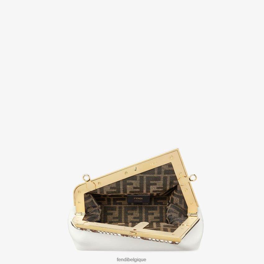 accessoires Fendi sac en cuir avec détails exotiques blanc femmes 8X8J2J778 Fendi Sac